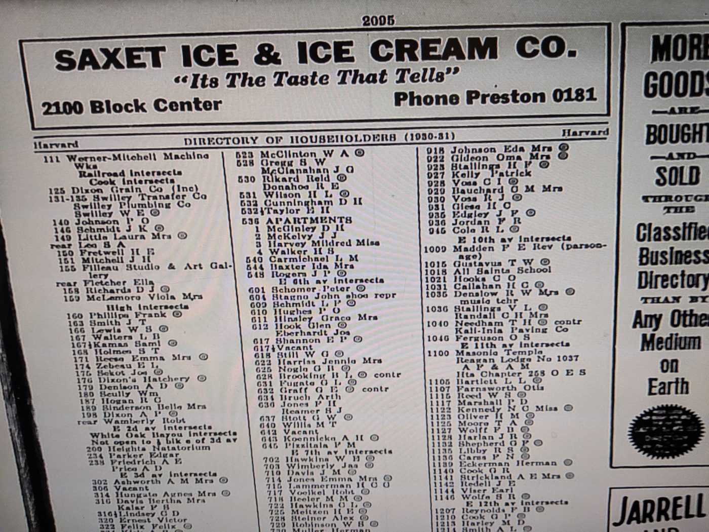Source image: Houston Chronicle, Oct. 19, 1930; Houston city directory, 1930–31; Reagan Lodge history